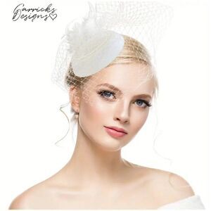 Feather Birdcage Wedding Veil Fascinator Hat With Faux Pearls